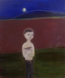 Chlapec v měsíčním světle, 2002 akryl na plátně)